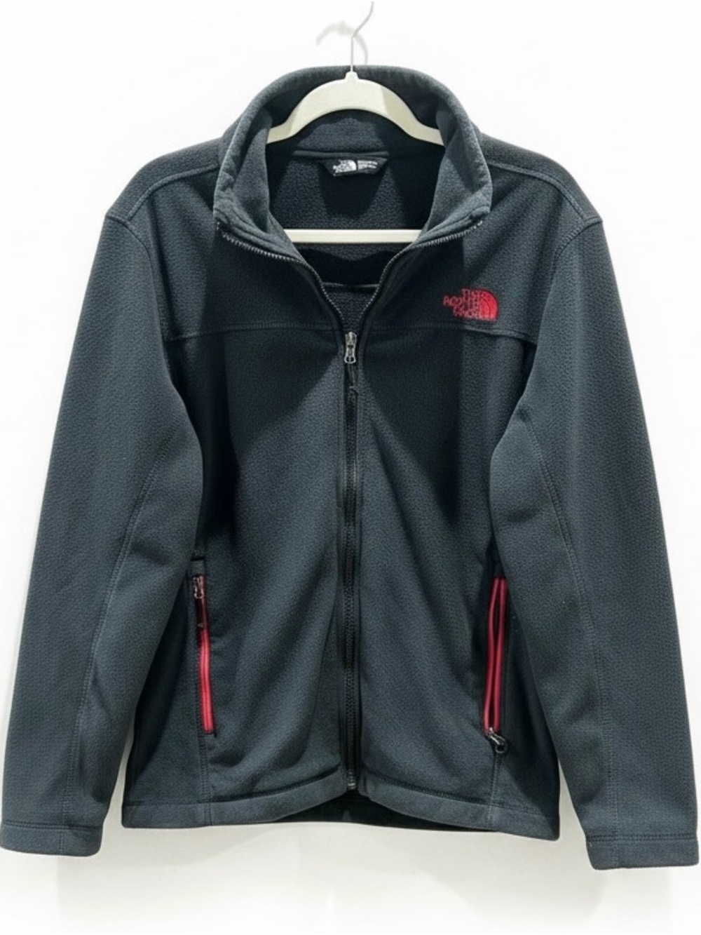 The North Face Men’s Black Fleece Jacket with Red Accents